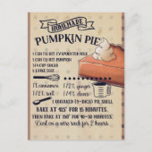 Pumpkin Pie Thanksgiving Recept Briefkaart (Voorkant)