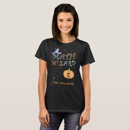 Pumpkin Pie Wiskunde Wizard Aangepaste Leraar Hall T-shirt (Voorkant volledig)