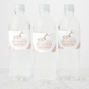 Pumpkin Pink Floral Baby shower Waterfles Etiket