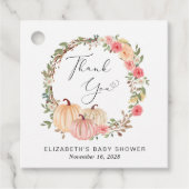 Pumpkin Pink Floral Girl Baby shower Dank u Bedankjes Labels (Voorkant)