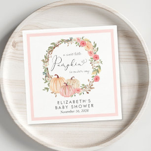Pumpkin Pink Floral Girl Baby shower Servet