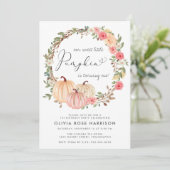 Pumpkin Pink Floral Waterverf 1e verjaardag Kaart (Staand voorkant)