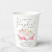 Pumpkin Pink Floral Waterverf Baby Girl Shower Papieren Bekers (Achterkant)