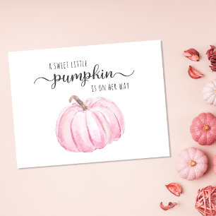 Pumpkin Pink Waterverf Baby Girl Shower Uitnodiging Briefkaart
