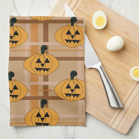 Pumpkin Plaid Theedoek (Quarter Fold)
