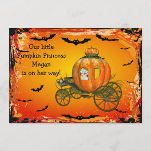 Pumpkin Princess Halloween Girl Baby shower Kaart