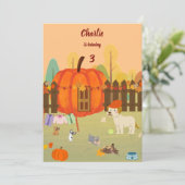 Pumpkin Pups Herfstfeest Verjaardag Kaart (Staand voorkant)