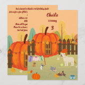 Pumpkin Pups Herfstfeest Verjaardag Kaart (Voorkant / Achterkant)