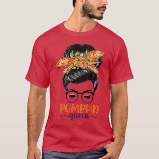 Pumpkin Queen Pumpkin Messy Bun Herfst Autumn Beda T-shirt