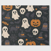 Pumpkin, RIP, Ghost Pattern Paper Wrapping Paper Cadeaupapier (Vlak)