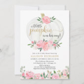 Pumpkin roze herfst baby shower kaart (Voorkant)