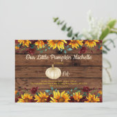 Pumpkin Rustic First Sunflower Burgundy Birthday Kaart (Staand voorkant)