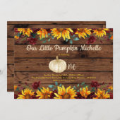 Pumpkin Rustic First Sunflower Burgundy Birthday Kaart (Voorkant / Achterkant)