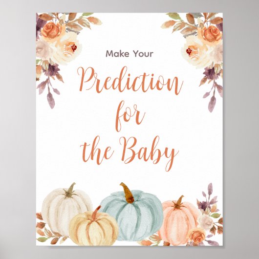 Pumpkin Rustic Floral Predictions for baby Poster (Voorkant)