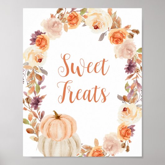 Pumpkin Rustic Floral Sweet Tres-bord Poster (Voorkant)