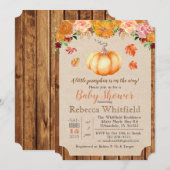 Pumpkin Rustic Leaves Baby shower Invitation Kaart (Voorkant / Achterkant)