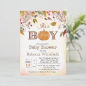 Pumpkin Rustic Leaves Baby shower Invitation Kaart (Staand voorkant)
