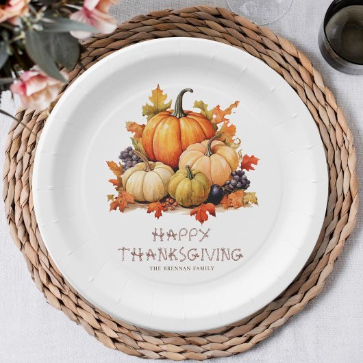 Pumpkin Rustic Thanksgiving Dinner Papieren Bordje