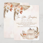 Pumpkin Rustic Twin Baby shower Invitation Kaart (Voorkant / Achterkant)
