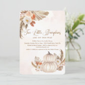 Pumpkin Rustic Twin Baby shower Invitation Kaart (Staand voorkant)