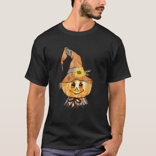 Pumpkin Scarecrow Autumn Herfst Thanksgiving Halow T-shirt (Voorkant)