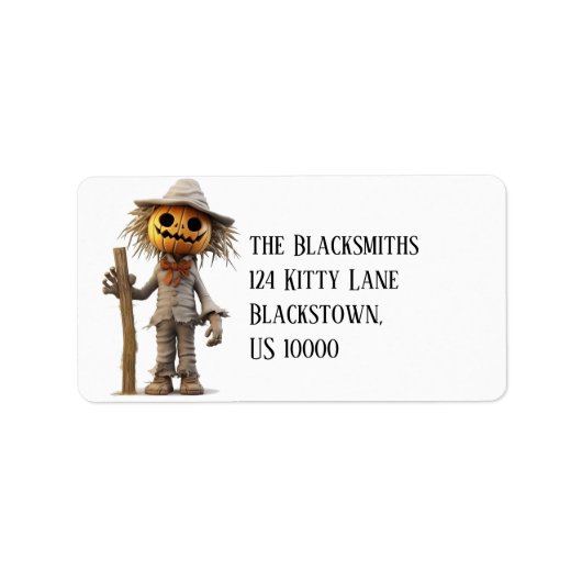 Pumpkin Scarecrow Halloween Adres Etiket (Voorkant)