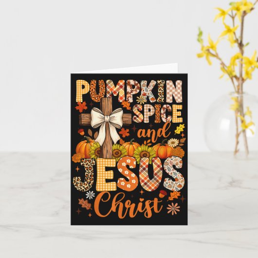 Pumpkin Sce And Jesus Christ Funny Fall Christian Kaart (Gele Bloem)