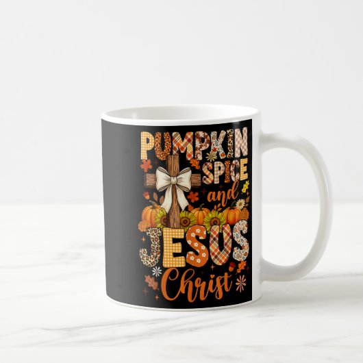 Pumpkin Sce And Jesus Christ Funny Fall Christian Koffiemok (Rechts)