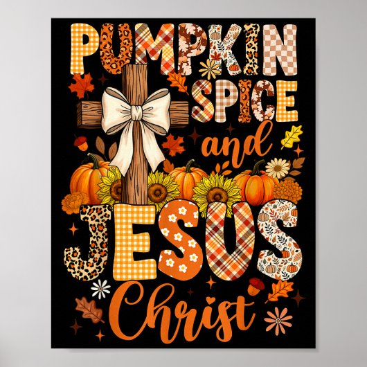 Pumpkin Sce And Jesus Christ Funny Fall Christian Poster (Voorkant)