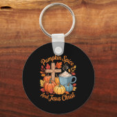 Pumpkin Sce And Jesus Christ Funny Fall Christian Sleutelhanger (Voorkant)