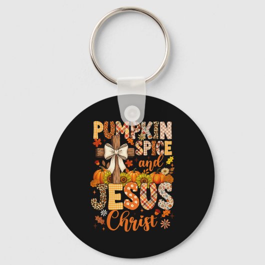 Pumpkin Sce And Jesus Christ Funny Fall Christian Sleutelhanger (Voorkant)