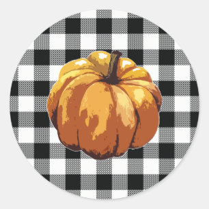 Pumpkin-schilderkunst, zwart Check Pattern Ronde Sticker