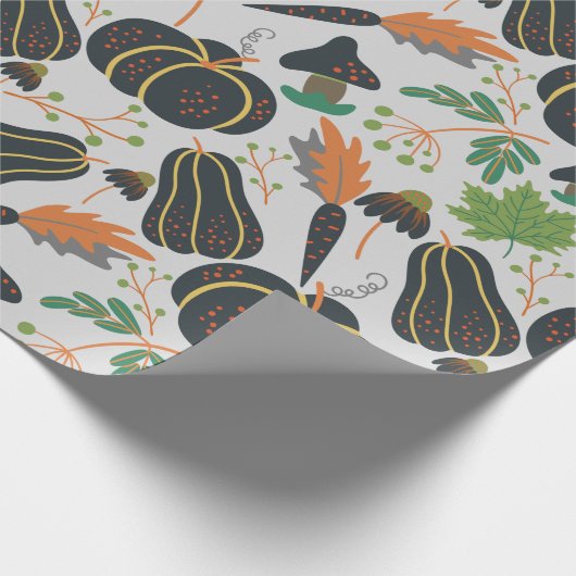 Pumpkin seamless pattern carrot black and white cadeaupapier (Hoek)
