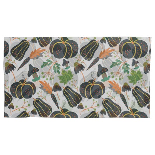 Pumpkin seamless pattern carrot black and white kussensloop (Voorkant-Links)