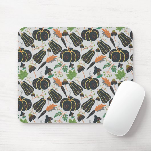 Pumpkin seamless pattern carrot black and white muismat (Met muis)