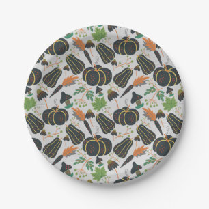 Pumpkin seamless pattern carrot black and white papieren bordje