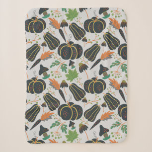 Pumpkin seamless pattern carrot black and white sherpa deken
