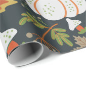 Pumpkin seamless pattern floral black and white cadeaupapier (Rol Hoek)