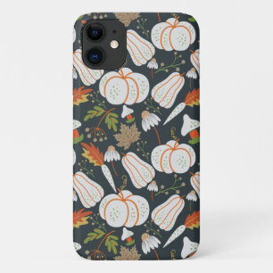 Pumpkin seamless pattern floral black and white iPhone 11 hoesje