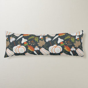 Pumpkin seamless pattern floral black and white lichaamskussen