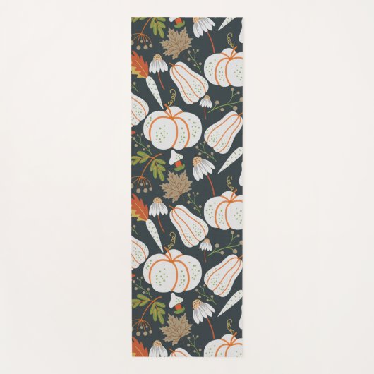 Pumpkin seamless pattern floral black and white yogamat (Voorkant)