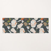 Pumpkin seamless pattern floral black and white yogamat (Voorkant (horizontaal))