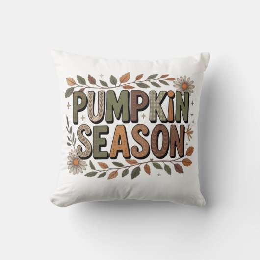 Pumpkin Season – Earthy Leaves Coussin  (Recto)