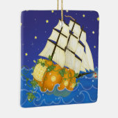 Pumpkin Ship at Sea Magical Fairytale Keramisch Ornament (Rechts)