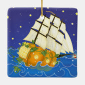Pumpkin Ship at Sea Magical Fairytale Keramisch Ornament (Achterkant)