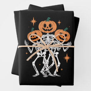 Pumpkin Skeleton Halloween Pumpkin Spooky Season Inpakpapier Vel