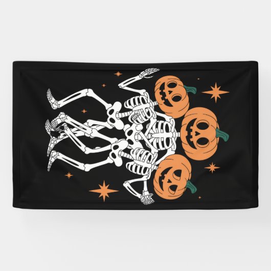 Pumpkin Skeleton Halloween Pumpkin Spooky Season Spandoek (Horizontaal)