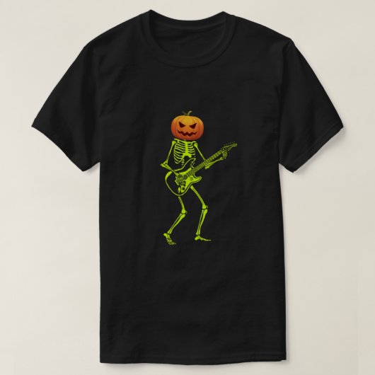 Pumpkin Skeleton Play Guitar Luminous Costume Hall T-shirt (Design voorkant)