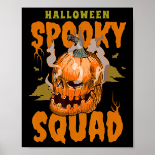 Pumpkin Skull Halloween Spooky Squad Graphic Manne Poster