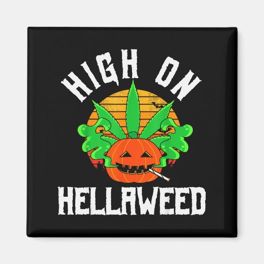 Pumpkin Smoking Weed Costume Retro Funny Halloween Magneet (Voorkant)